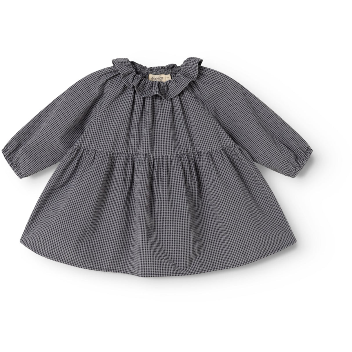 MarMar Cotton Seersucker Pigeon Blue Check Dawson Frill Dress