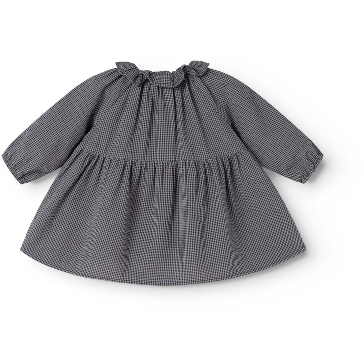 MarMar Cotton Seersucker Pigeon Blue Check Dawson Frill Dress