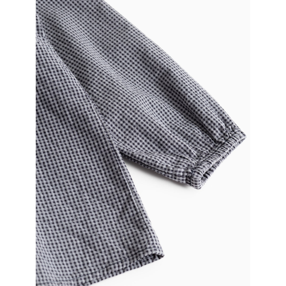 MarMar Cotton Seersucker Pigeon Blue Check Tully Blouse