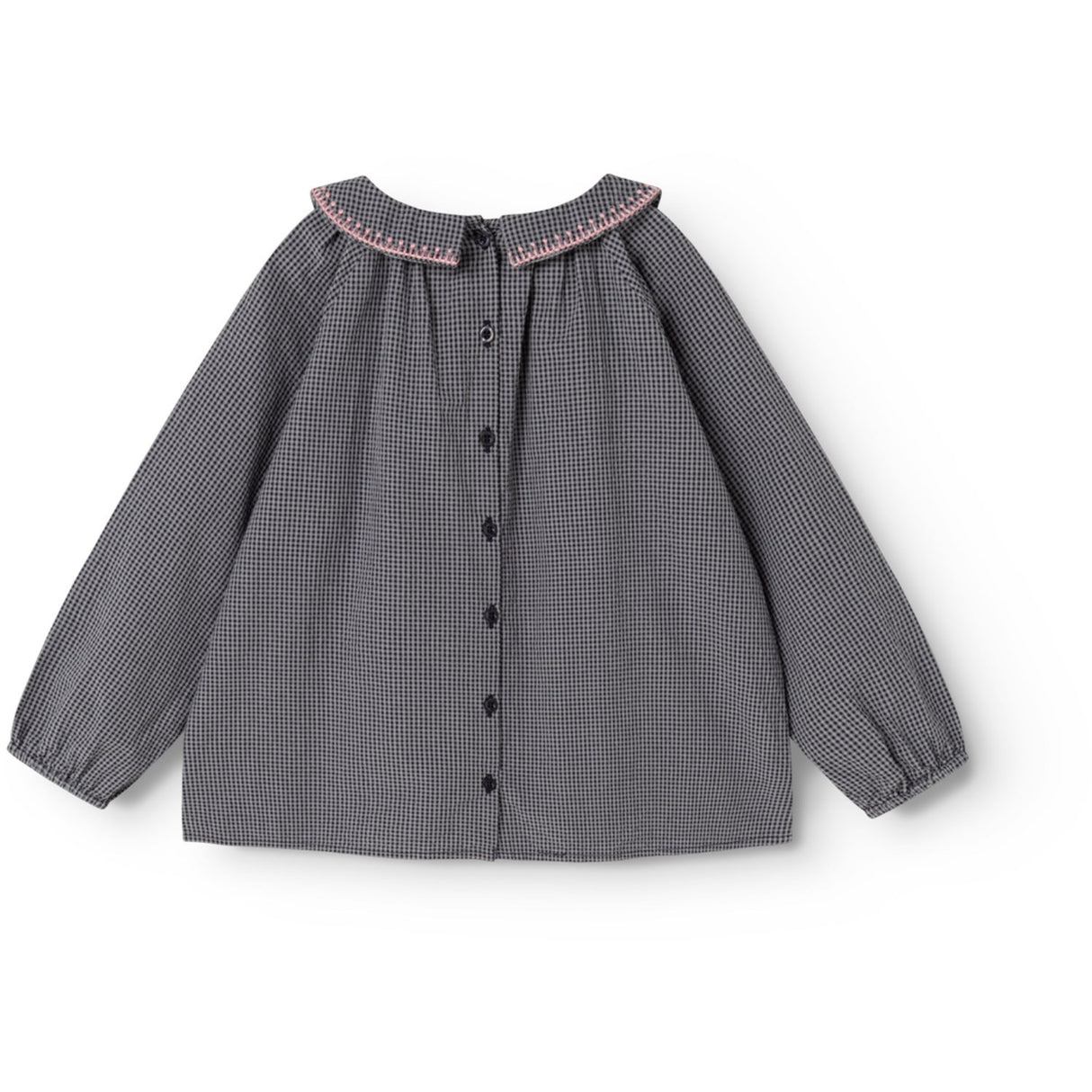 MarMar Cotton Seersucker Pigeon Blue Check Tully Blouse