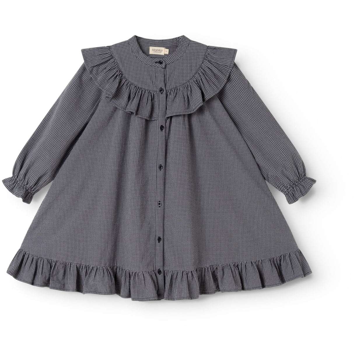 MarMar Cotton Seersucker Pigeon Blue Check Dalina Dress