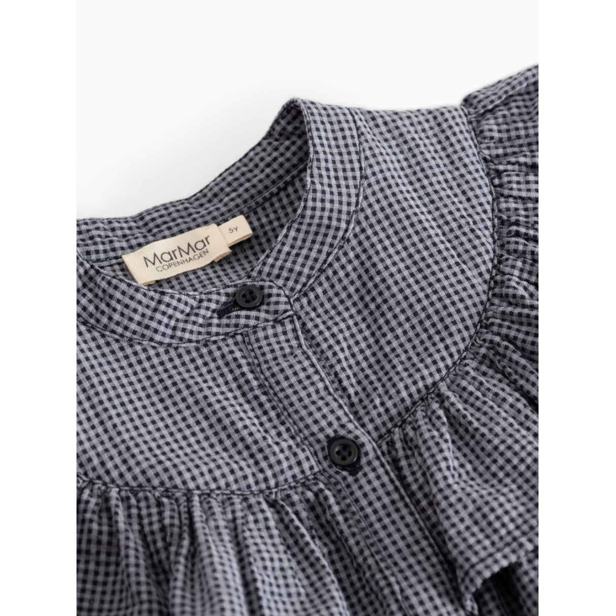 MarMar Cotton Seersucker Pigeon Blue Check Dalina Dress