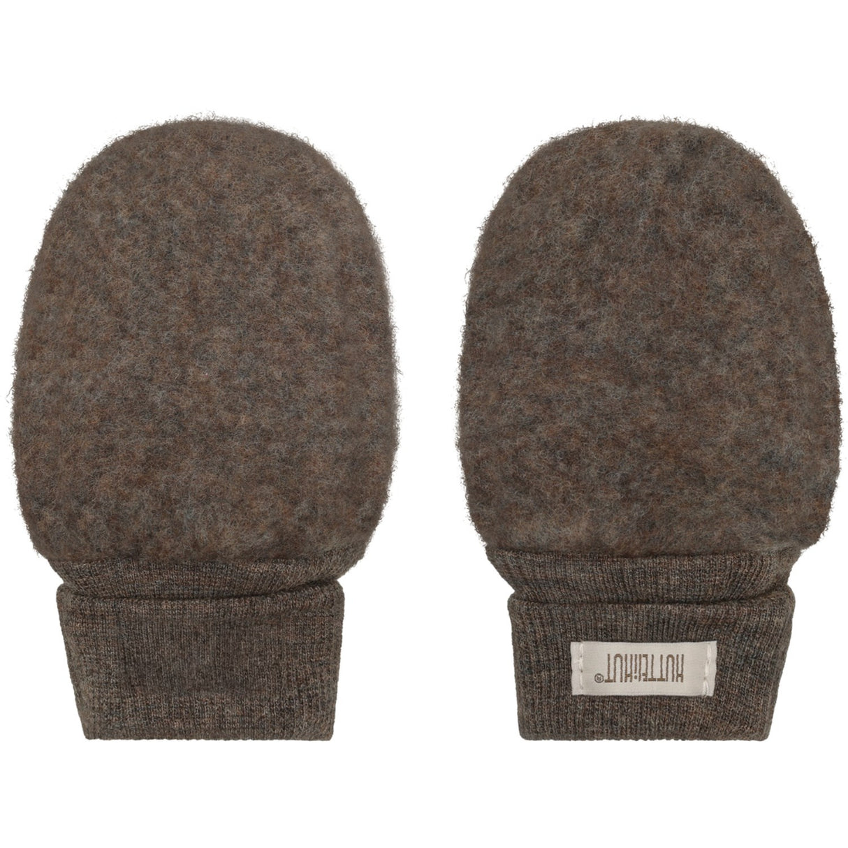 Huttelihut Brown Melange Mittens Wool Fleece