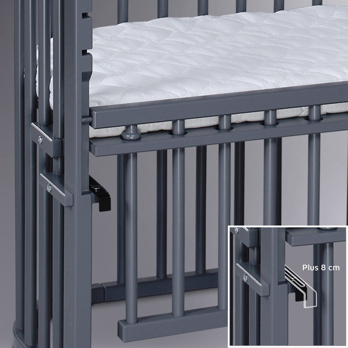 babybay® Grey Varnished Maxi Comfort Plus Co-sleeper
