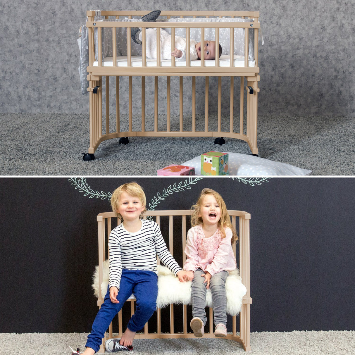 babybay® Natural Varnished Boxspring Comfort Plus Co-sleeper