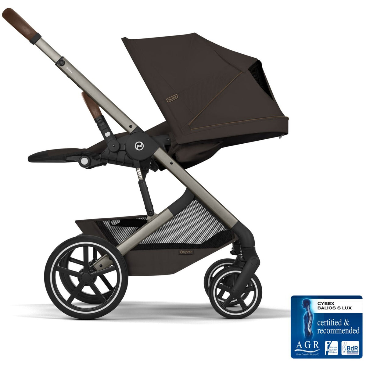 Cybex Chocolate Brown Balios S Lux Tpe Including Foldable Cot