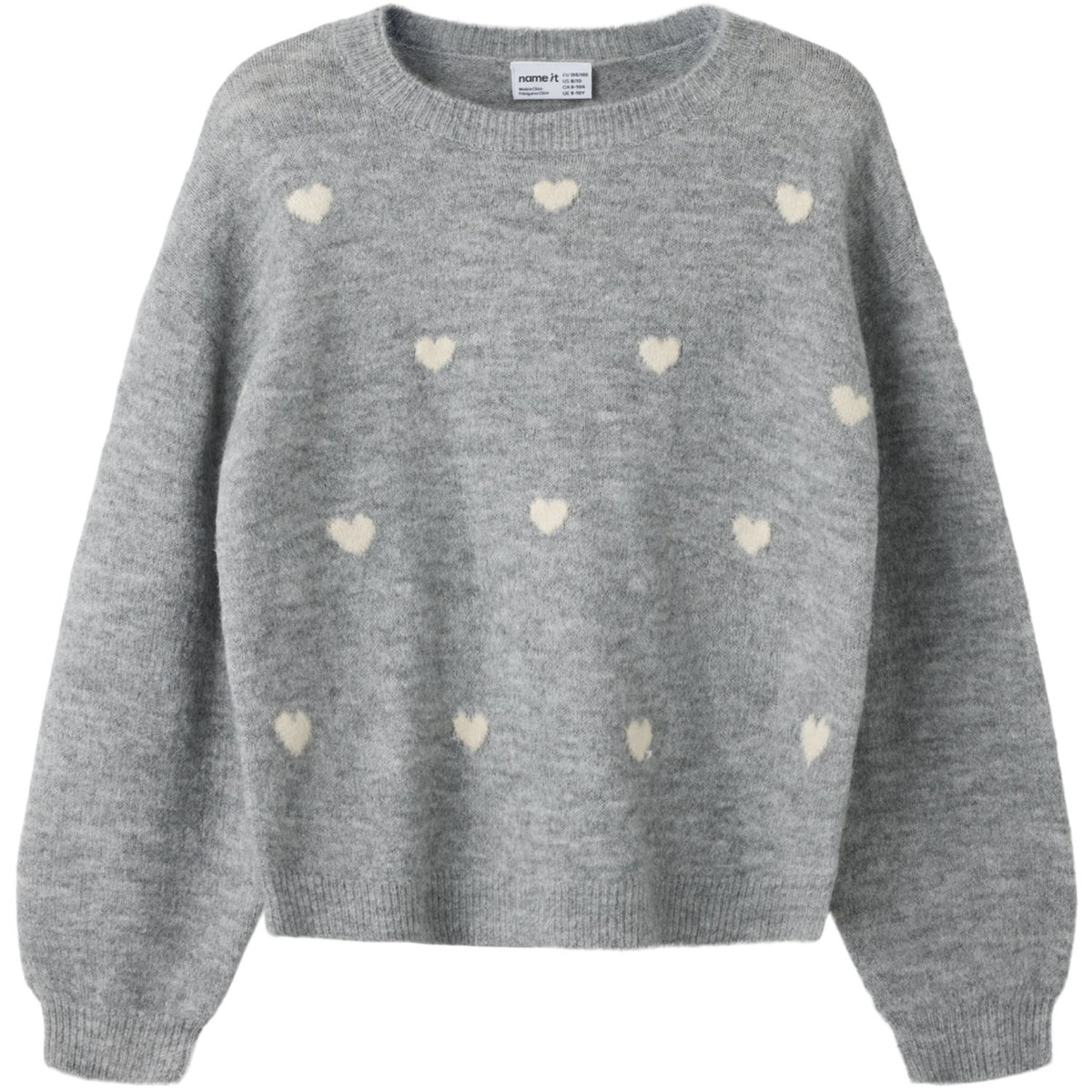 Name It Grey Melange Hearts In Birch Nkfogusse Ls Knit