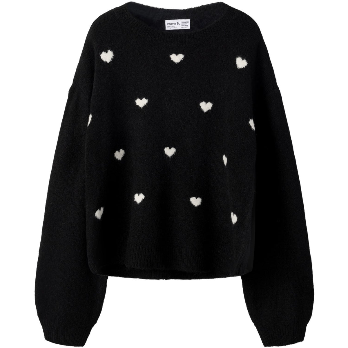 Name It Black Hearts In Birch Nkfogusse Ls Knit