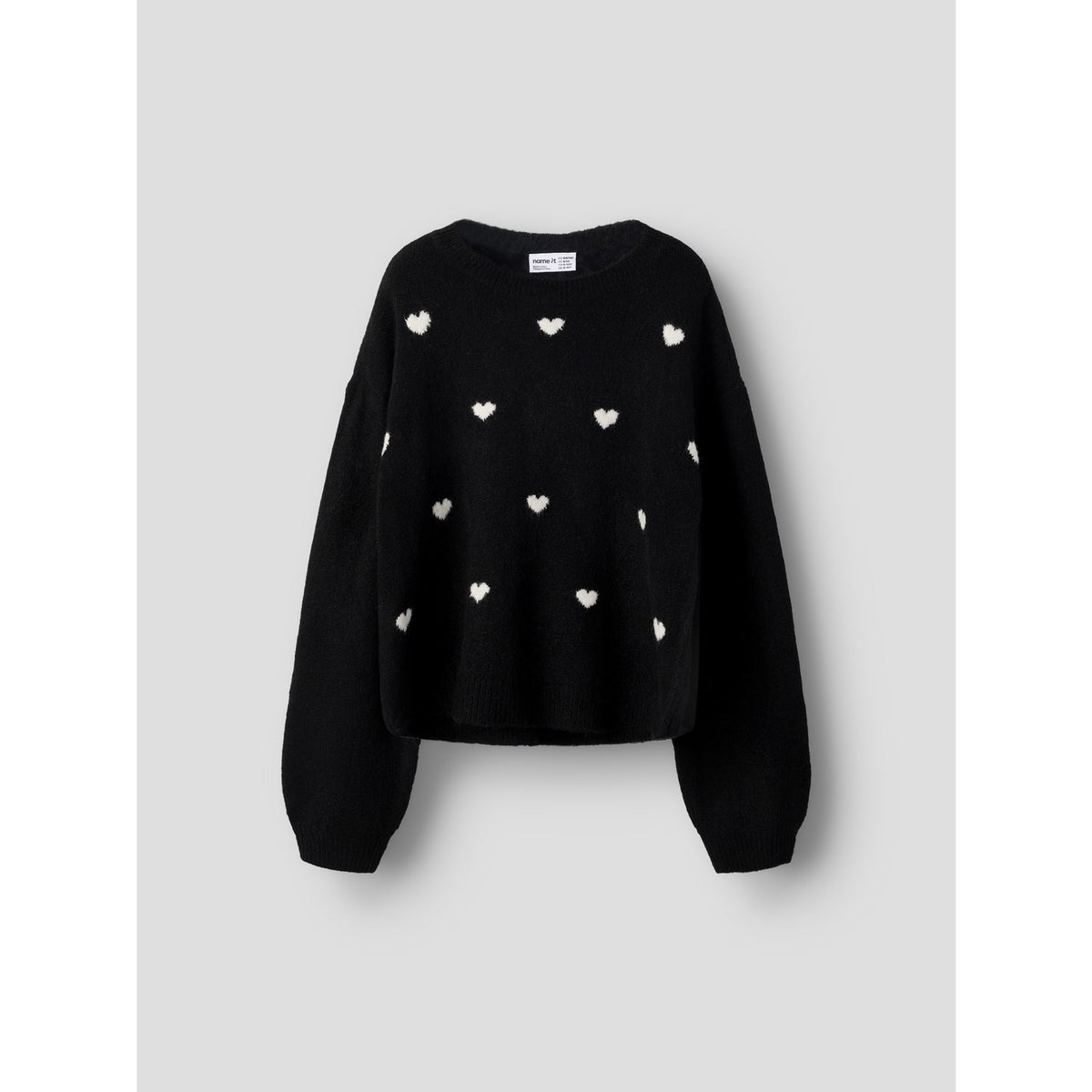 Name It Black Hearts In Birch Nkfogusse Ls Knit