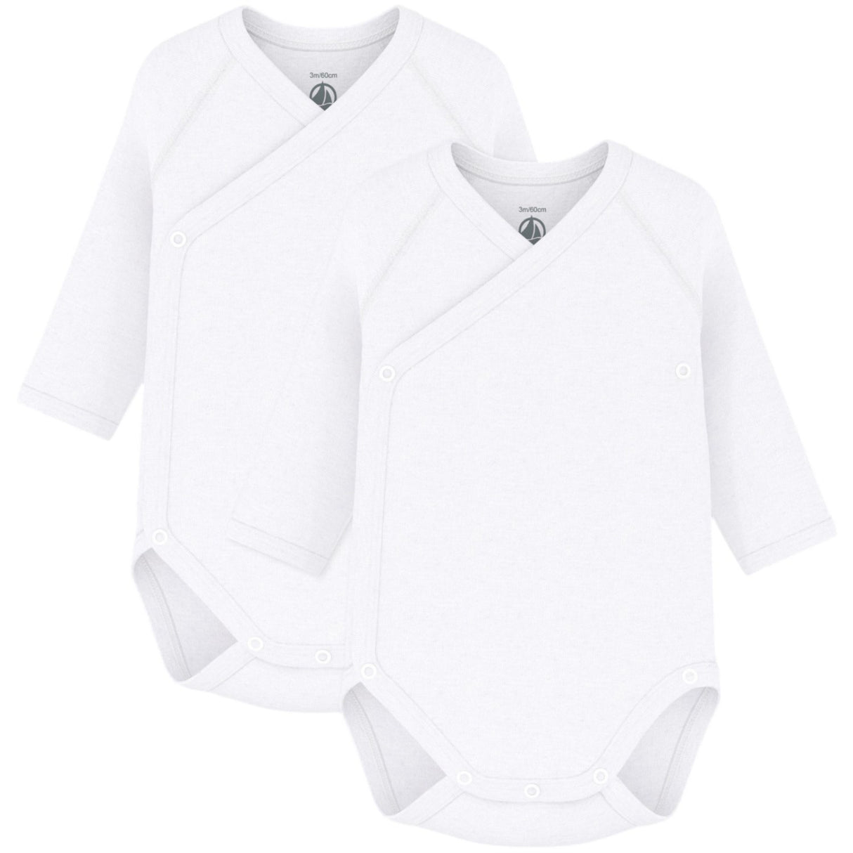 Petit Bateau White Long Sleeve Bodysuit 3-Pack