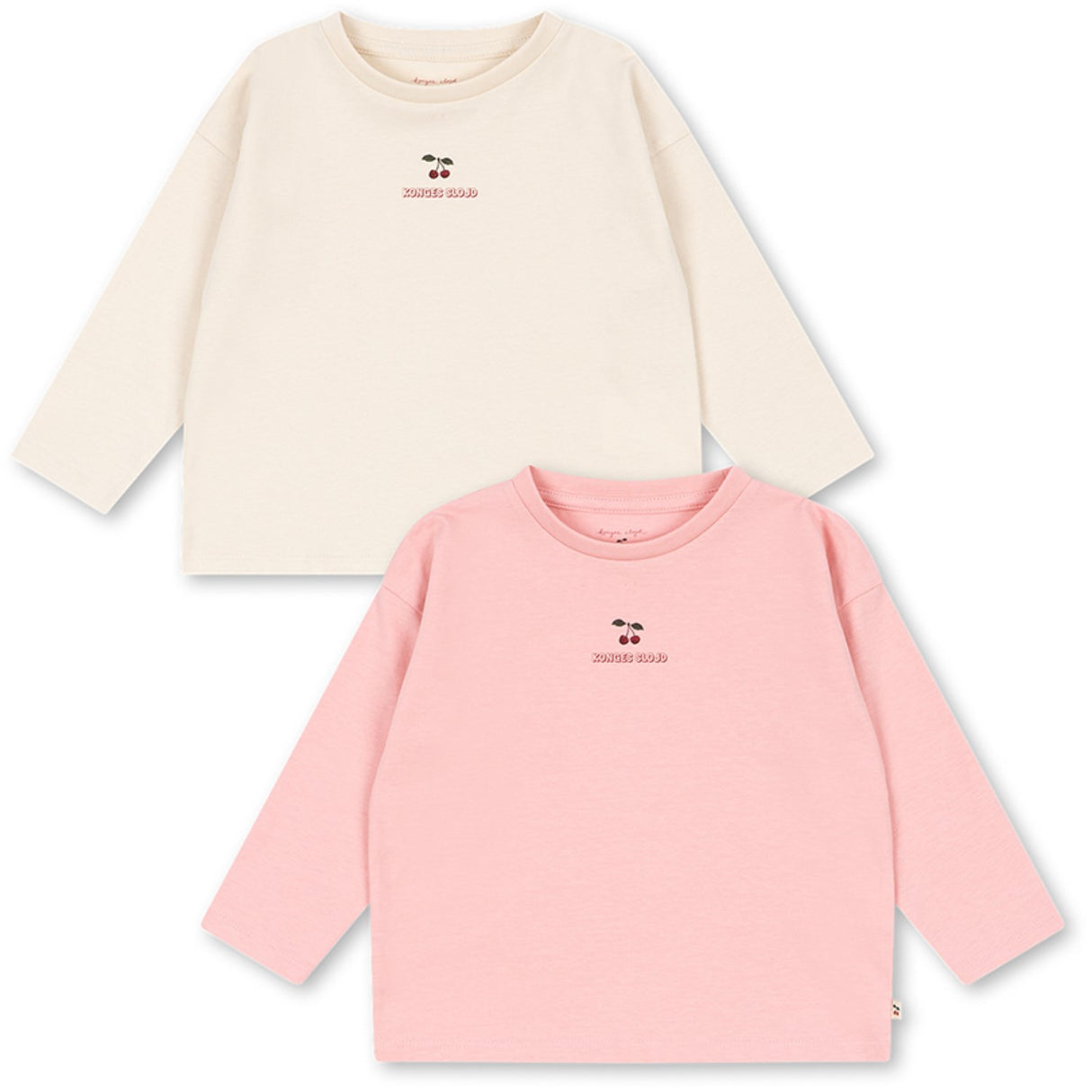Konges Sløjd Pink Dolphin/Antique White 2 Pack Lin Ls Tee Gots