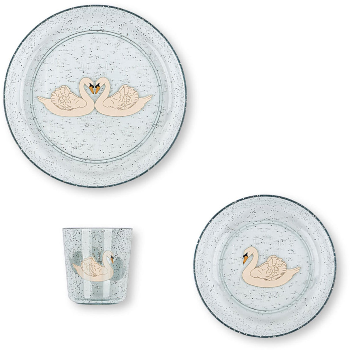 Konges Sløjd Swan Blue Sparkly Dinner Set