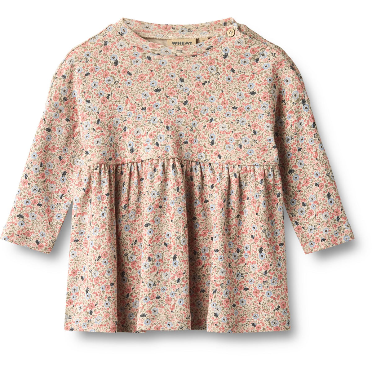 Wheat Grey Cloud Flowers Jersey Dress L/S Emmy