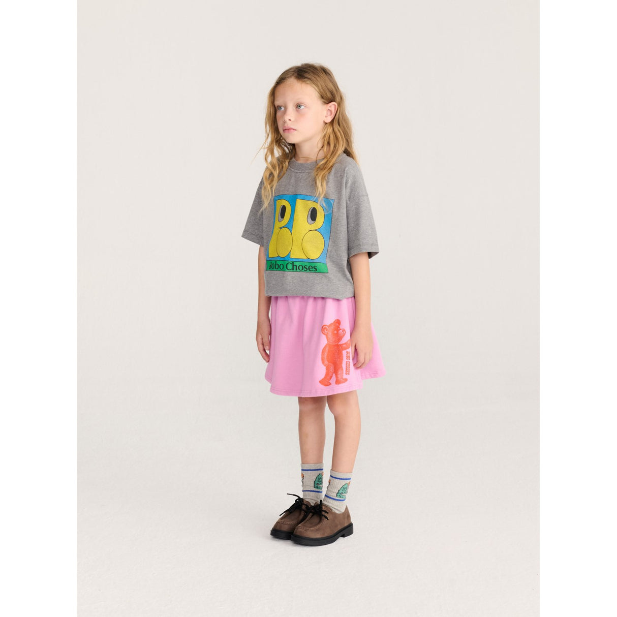 Bobo Choses Light Heather Grey Hug Hairy Monster Short Socks