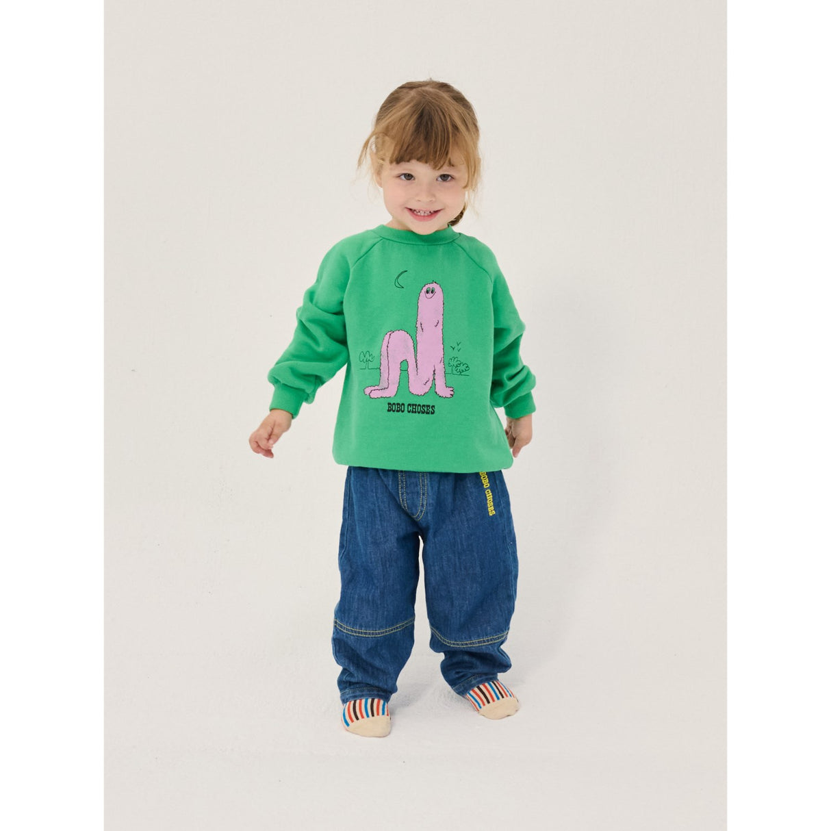 Bobo Choses Midnight Blue Taxi Saurus Tag Denim Pants