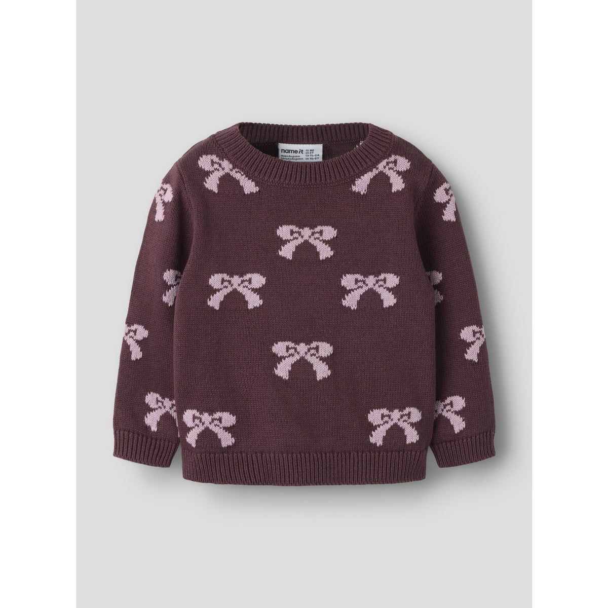 Name It Catawba Grape Mauve Shadows Bow Nmfrekka Ls Knit