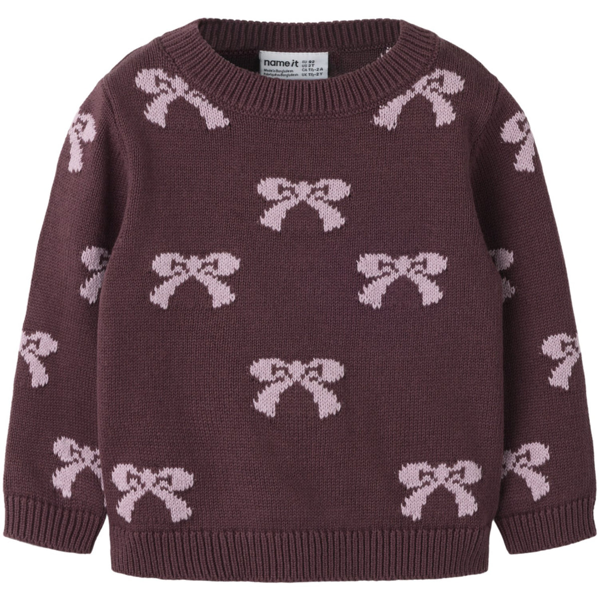 Name It Catawba Grape Mauve Shadows Bow Nmfrekka Ls Knit