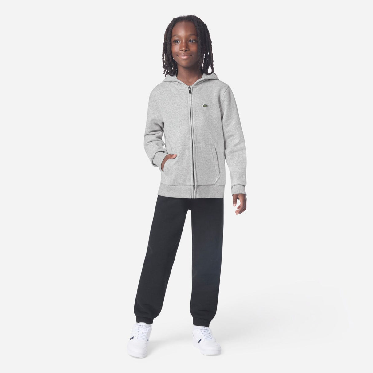 LACOSTE Argent Chine Heather Core Fleece Full Zip Hoodi