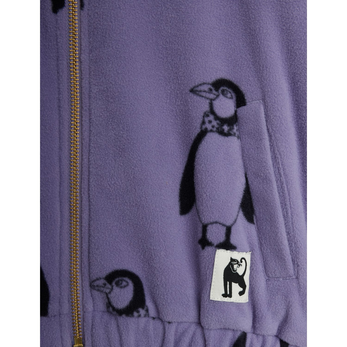 Mini Rodini Purple Penguin AOP Fleece Jacket
