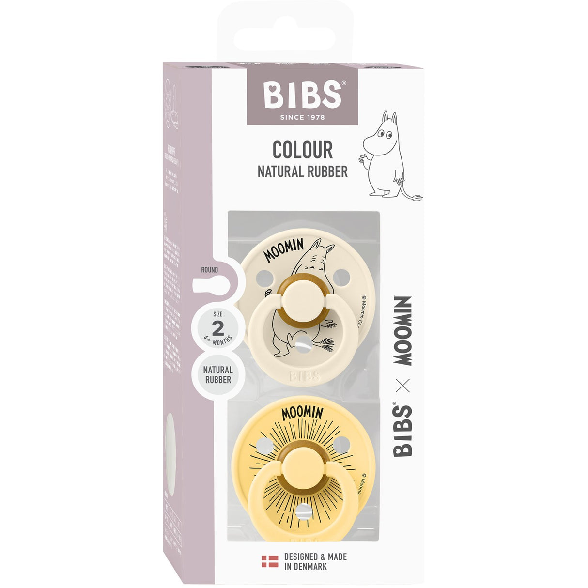 Bibs Ivory / Pale Butter X Moomins Pacifier Colour Moomintroll 2-Pack Latex