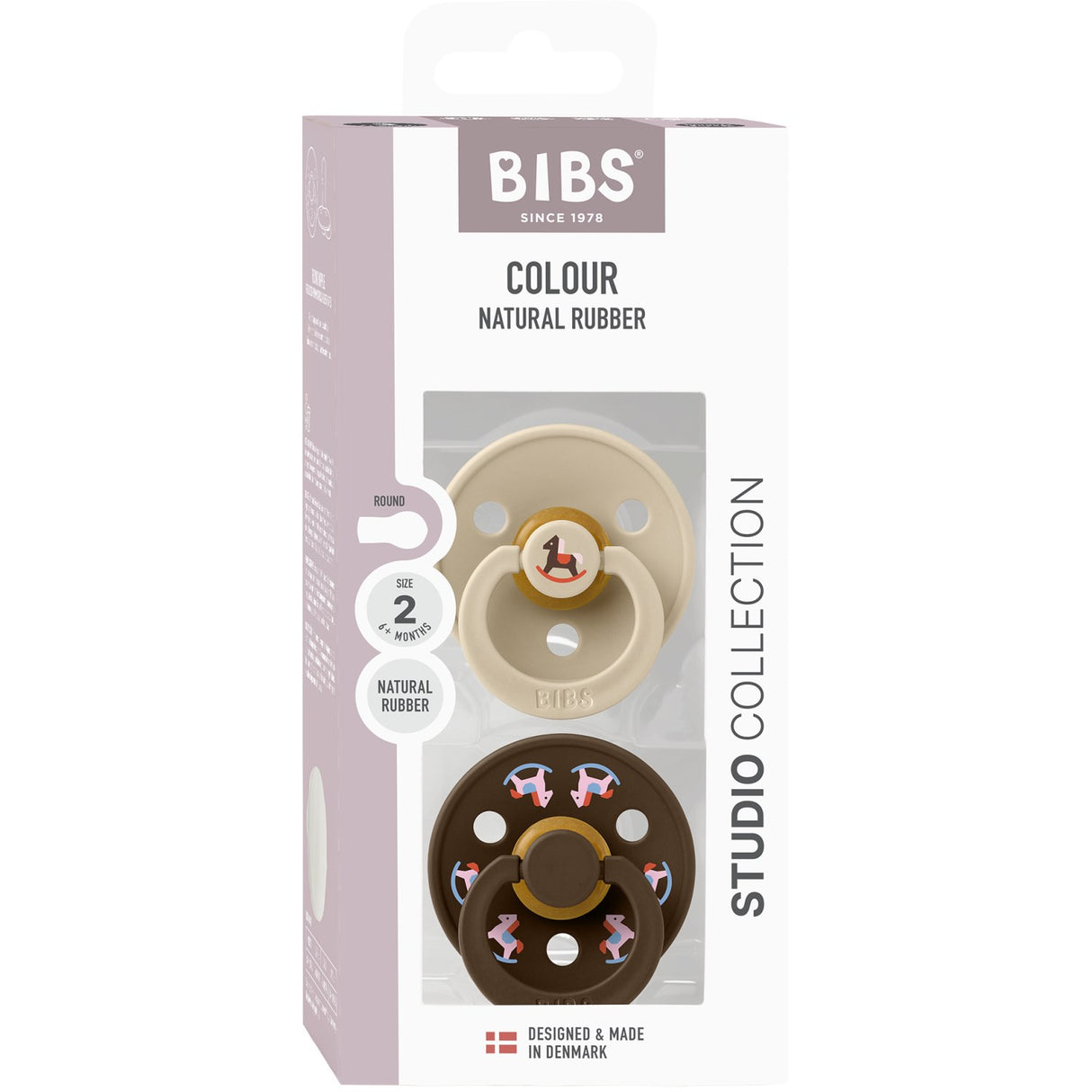 Bibs Vanilla / Mocha Pacifier Colour Holiday Horse 2-Pack Latex