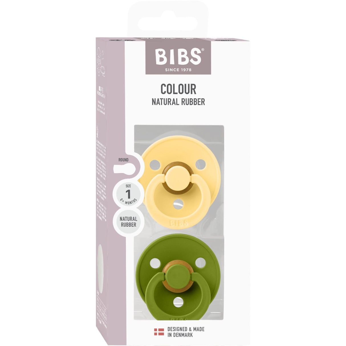 Bibs Pale Butter / Wasabi Pacifier Colour 2-Pack Latex