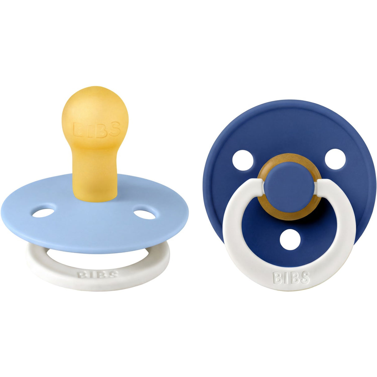 Bibs Sky Blue GLOW / Cornflower GLOW Pacifier Colour 2-Pack Latex