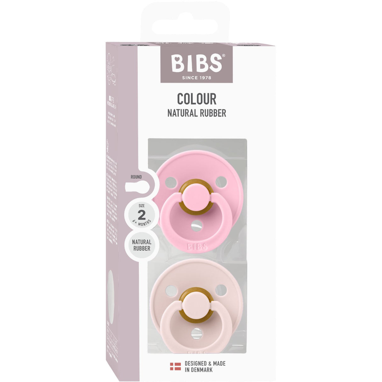 Bibs Petal / Baby Pink Pacifier Colour 2-Pack Latex