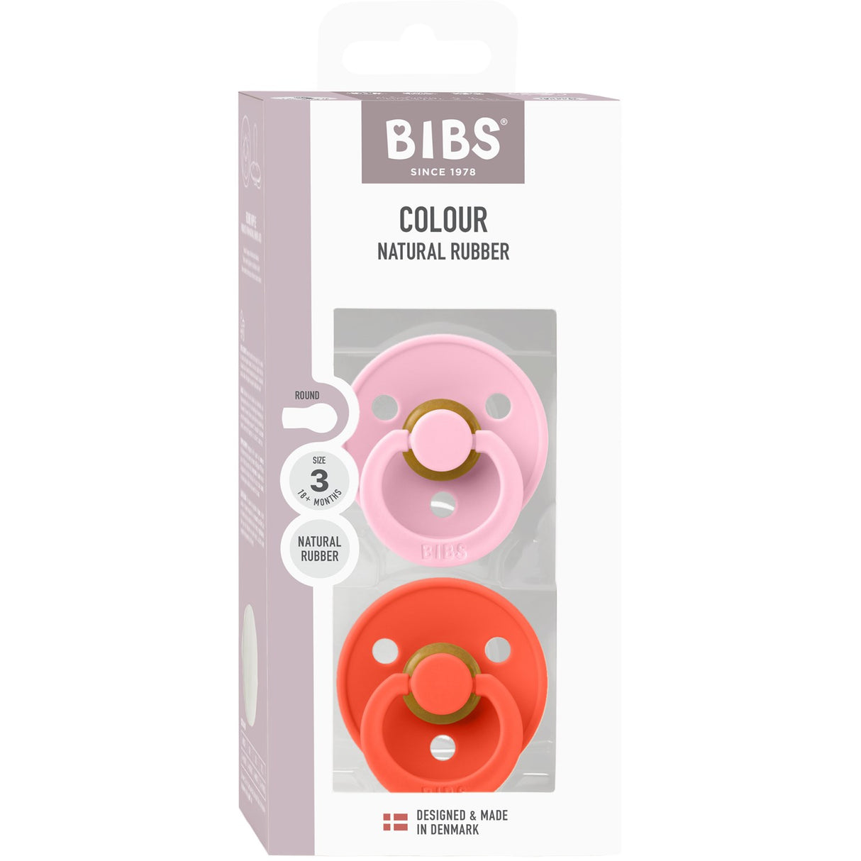 Bibs Baby Pink / Tango Pacifier Colour 2-Pack Latex