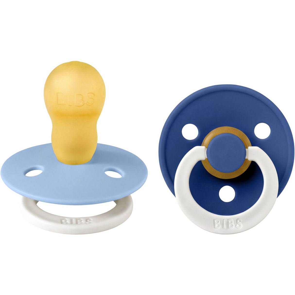 Bibs Sky Blue GLOW / Cornflower GLOW Pacifier Colour 2-Pack Latex