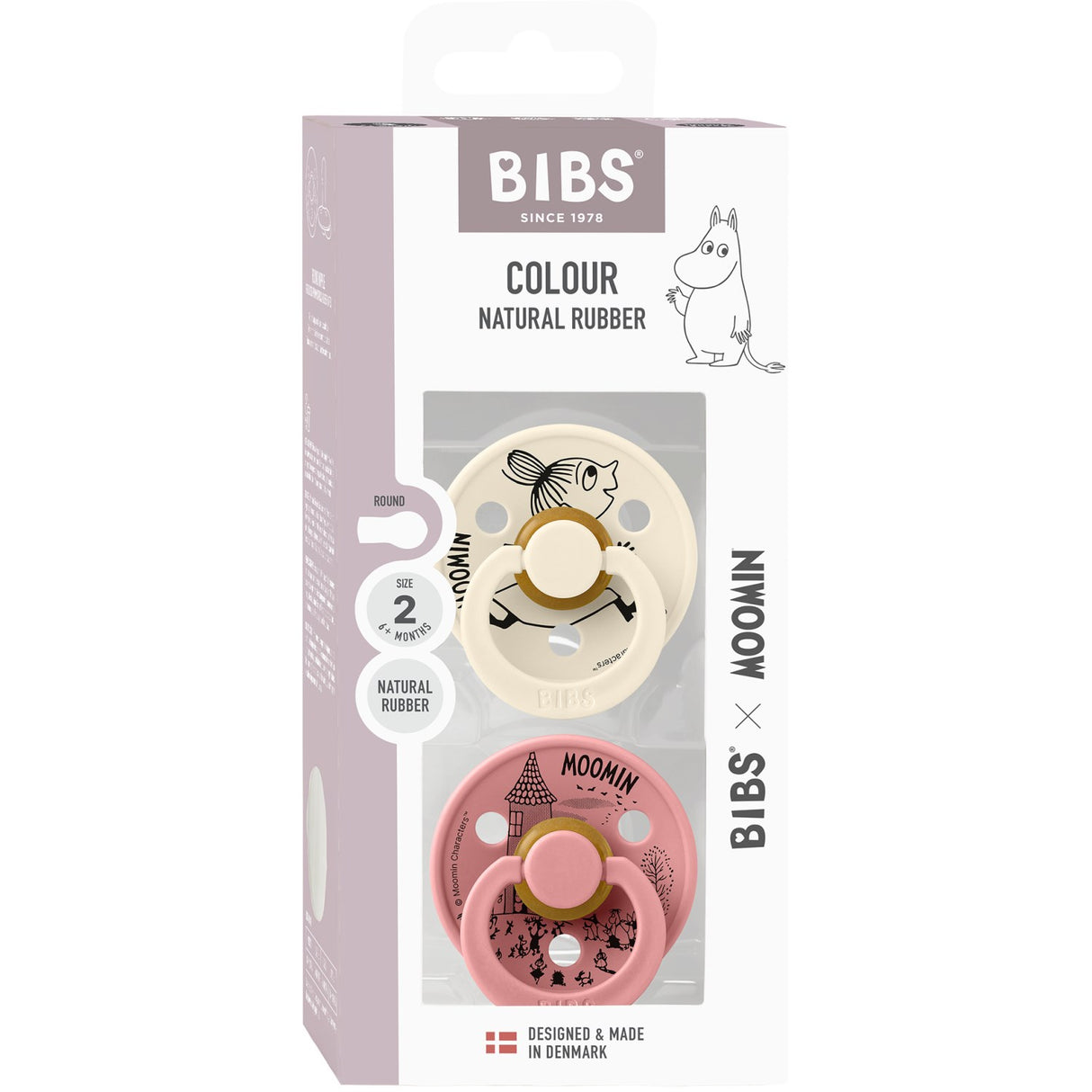 Bibs Ivory / Dusty Pink X Moomins Pacifier Colour Little My 2-Pack Latex