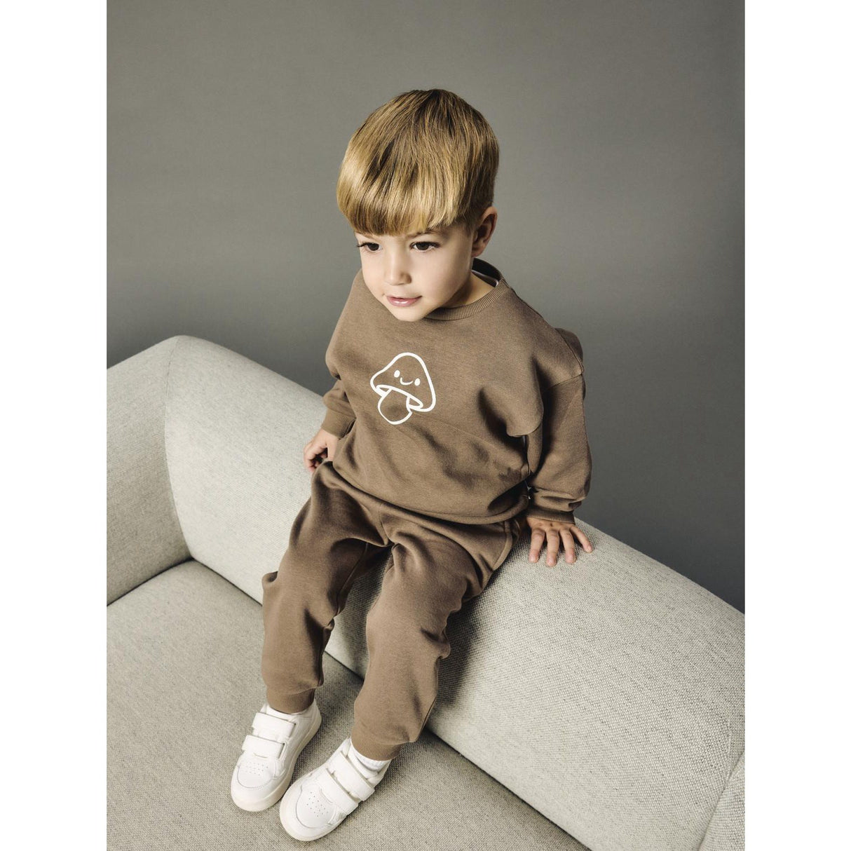 Name It Brown Lentil Antique White Print Nmnriley Ls Rlx Sweat Bru Noos