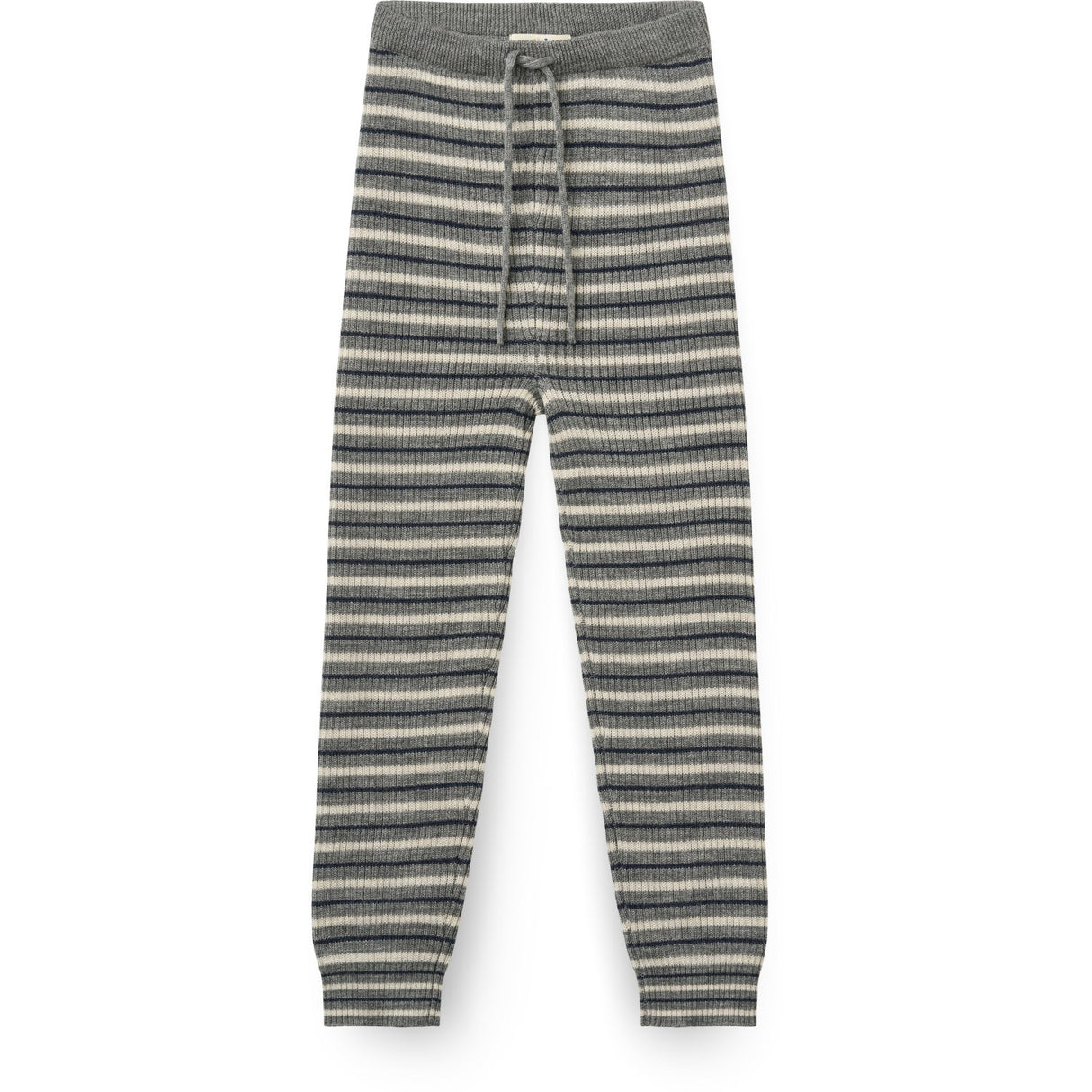 COPENHAGEN COLORS Grey Stripe Merino Classic Rib Leggings With Drawstrings