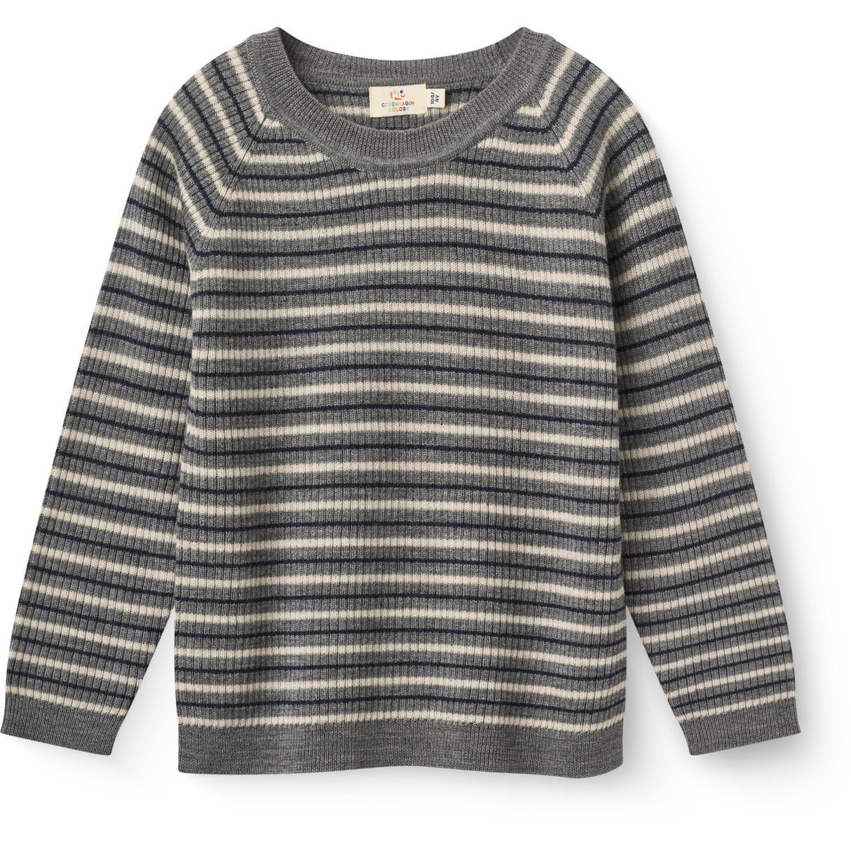 COPENHAGEN COLORS Grey Stripe Merino Classic Rib Blouse