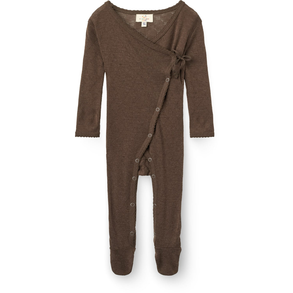 COPENHAGEN COLORS Dk. Brown Lt. Knitted Pointelle Cross-Over Full Body