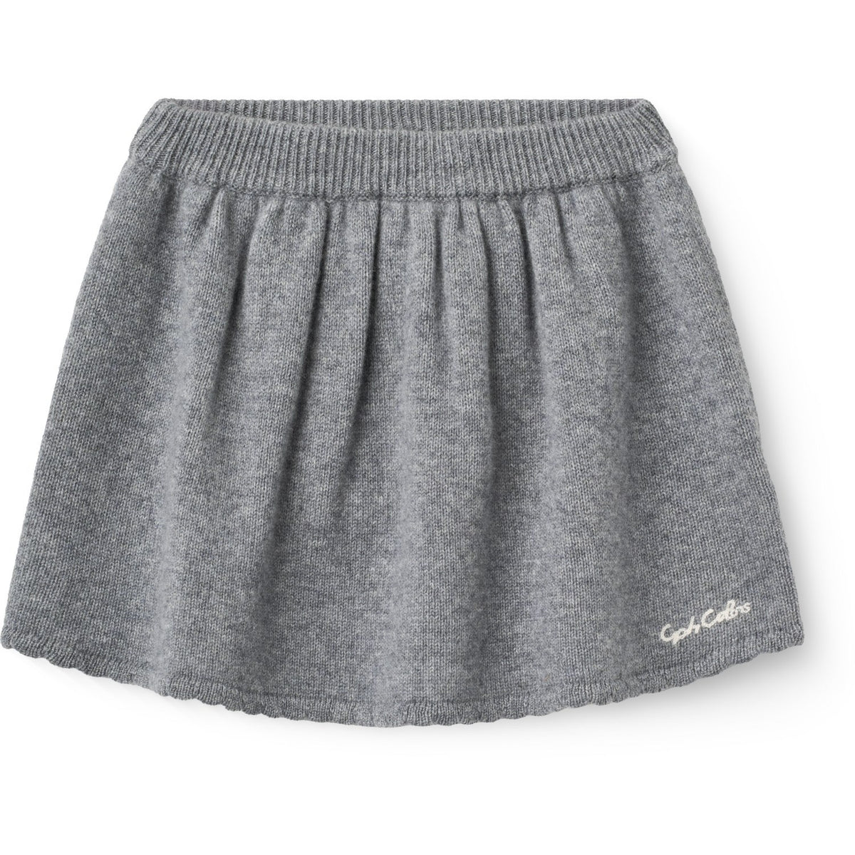 COPENHAGEN COLORS Grey Mel. Cashmere Skirt W. Emb.