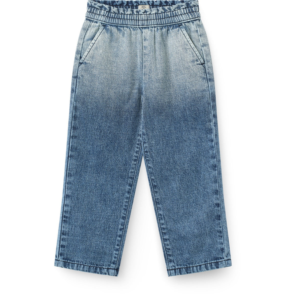 COPENHAGEN COLORS Block Spray Frill Denim Pants W. Bow