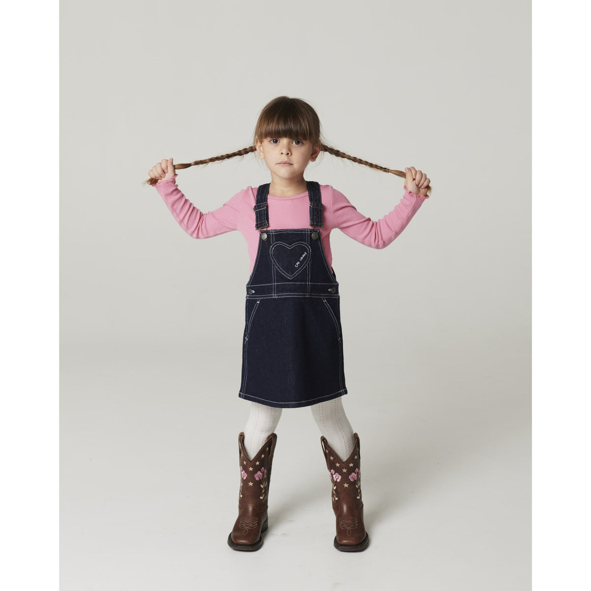 COPENHAGEN COLORS Raw Denim Organic Denim Spencer Dress W. Heart Pocket
