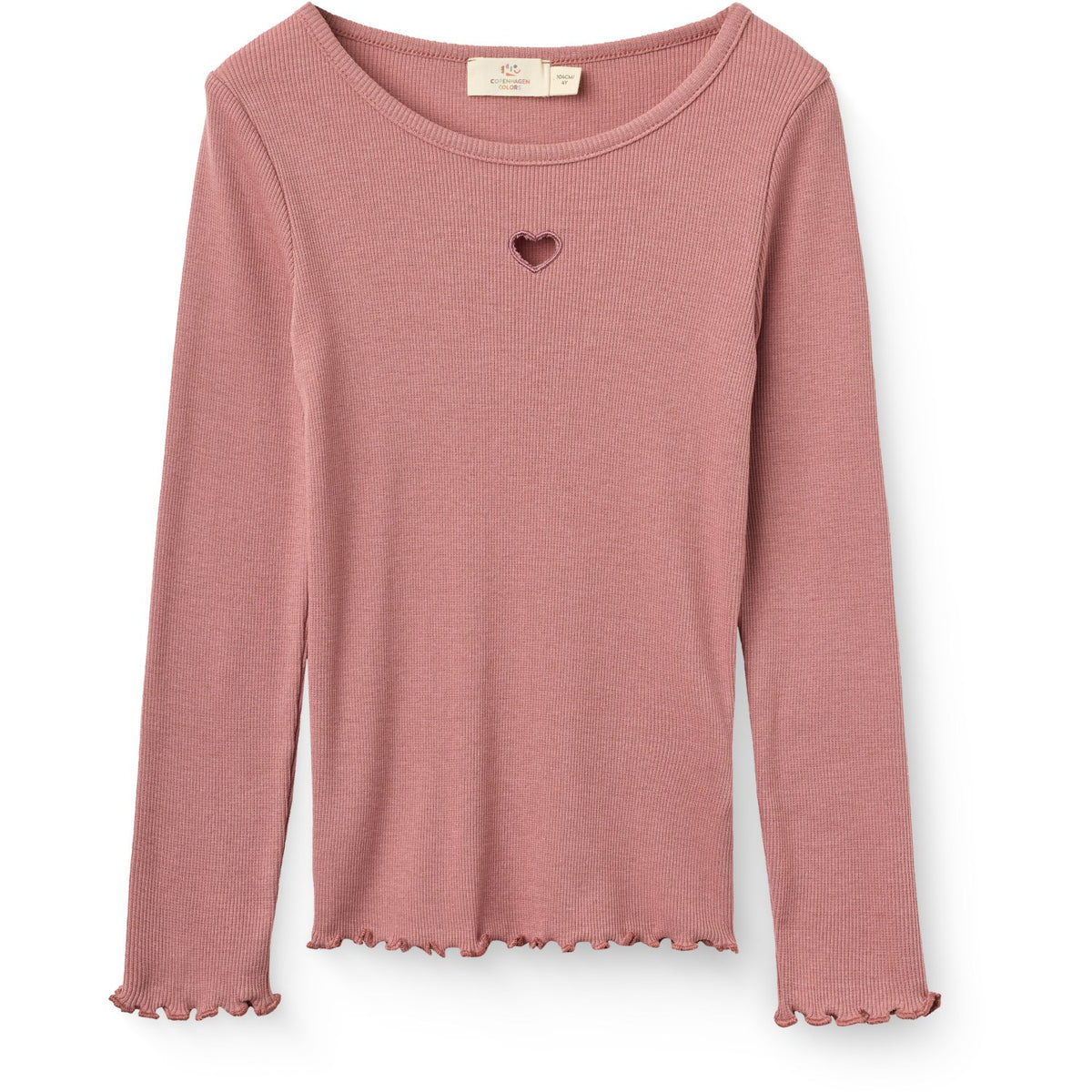 COPENHAGEN COLORS Winter Rose Modal Rib Ls Tee W. Heart Hole Pattern
