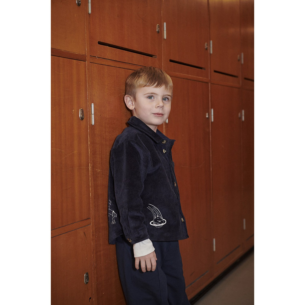 COPENHAGEN COLORS Navy Corduroy Overshirt W. Emb.