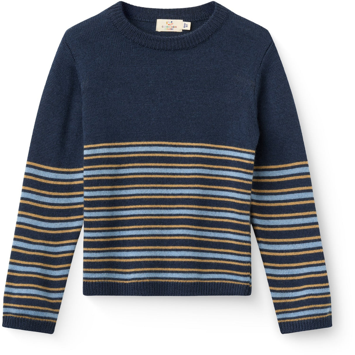 COPENHAGEN COLORS Navy Comb. Striped Merino Sweater