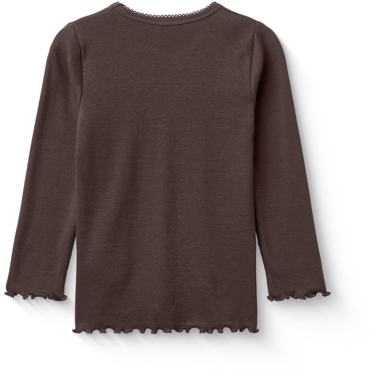COPENHAGEN COLORS Dk. Brown Modal Rib Tee W. Picot & Ls