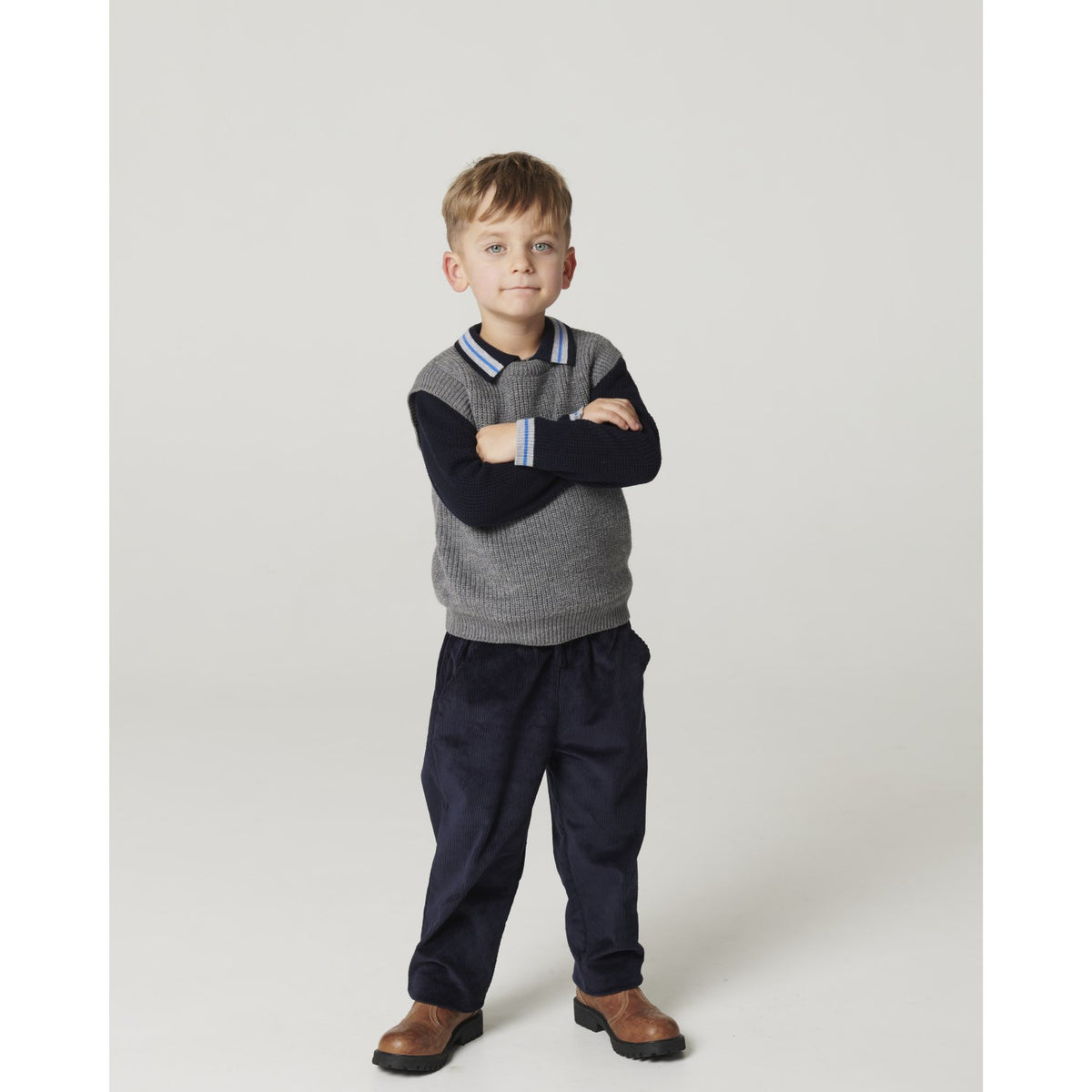 COPENHAGEN COLORS Grey Melange Merino Rib Vest