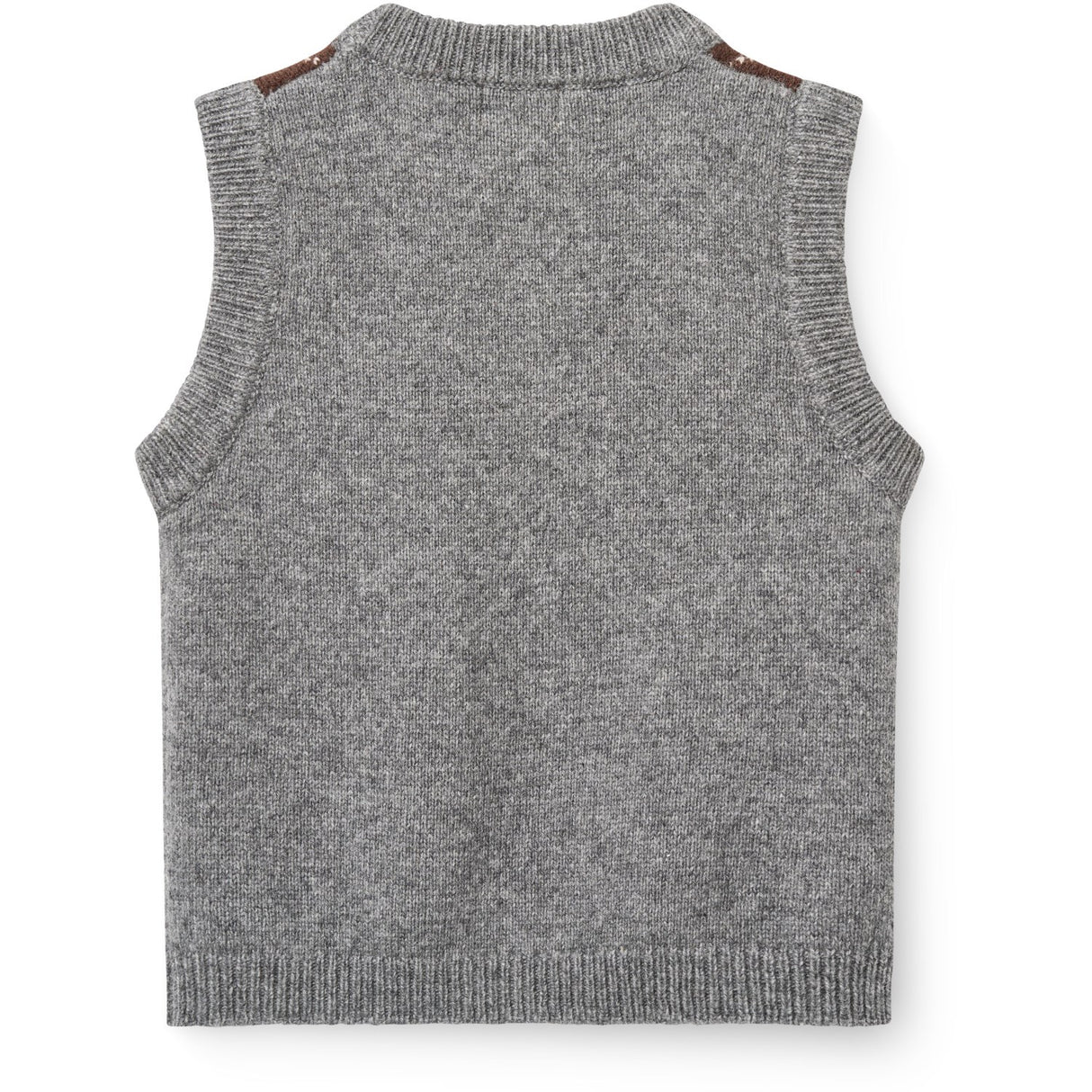 COPENHAGEN COLORS Grey Mel./Dk. Brown/Navy Comb. Argyle Knitted Vest