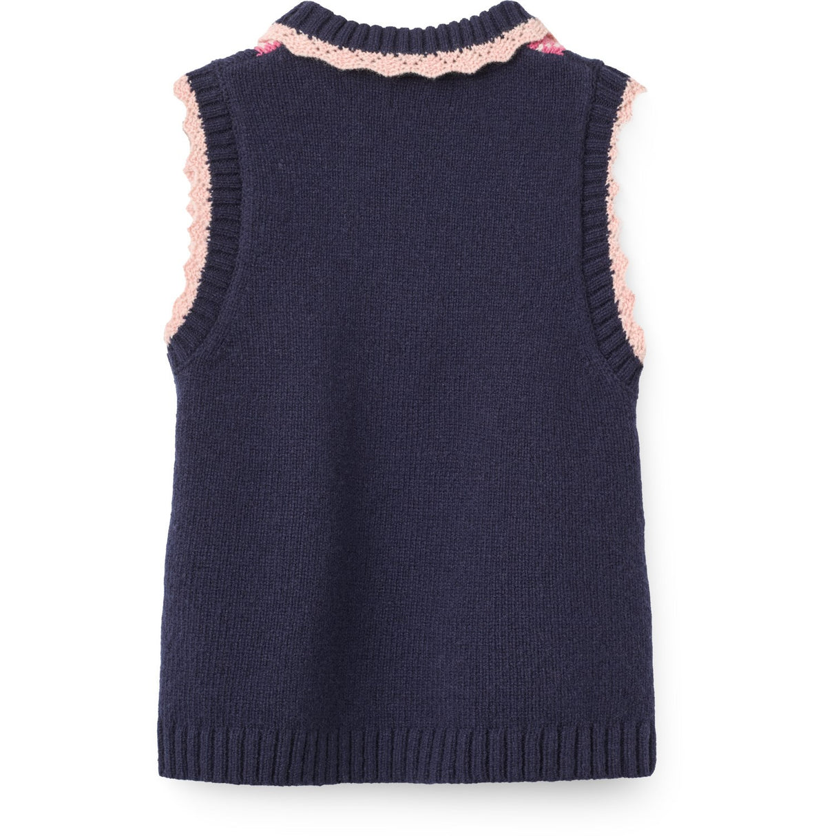 COPENHAGEN COLORS Navy/Soft Pink/Blossom Pink Comb. Argyle Vest W. Deco