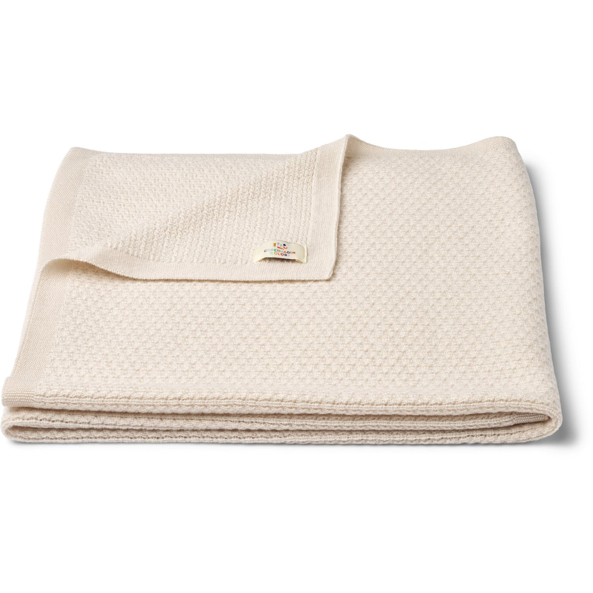 COPENHAGEN COLORS Pale Cream Merino Knitted Baby Blanket