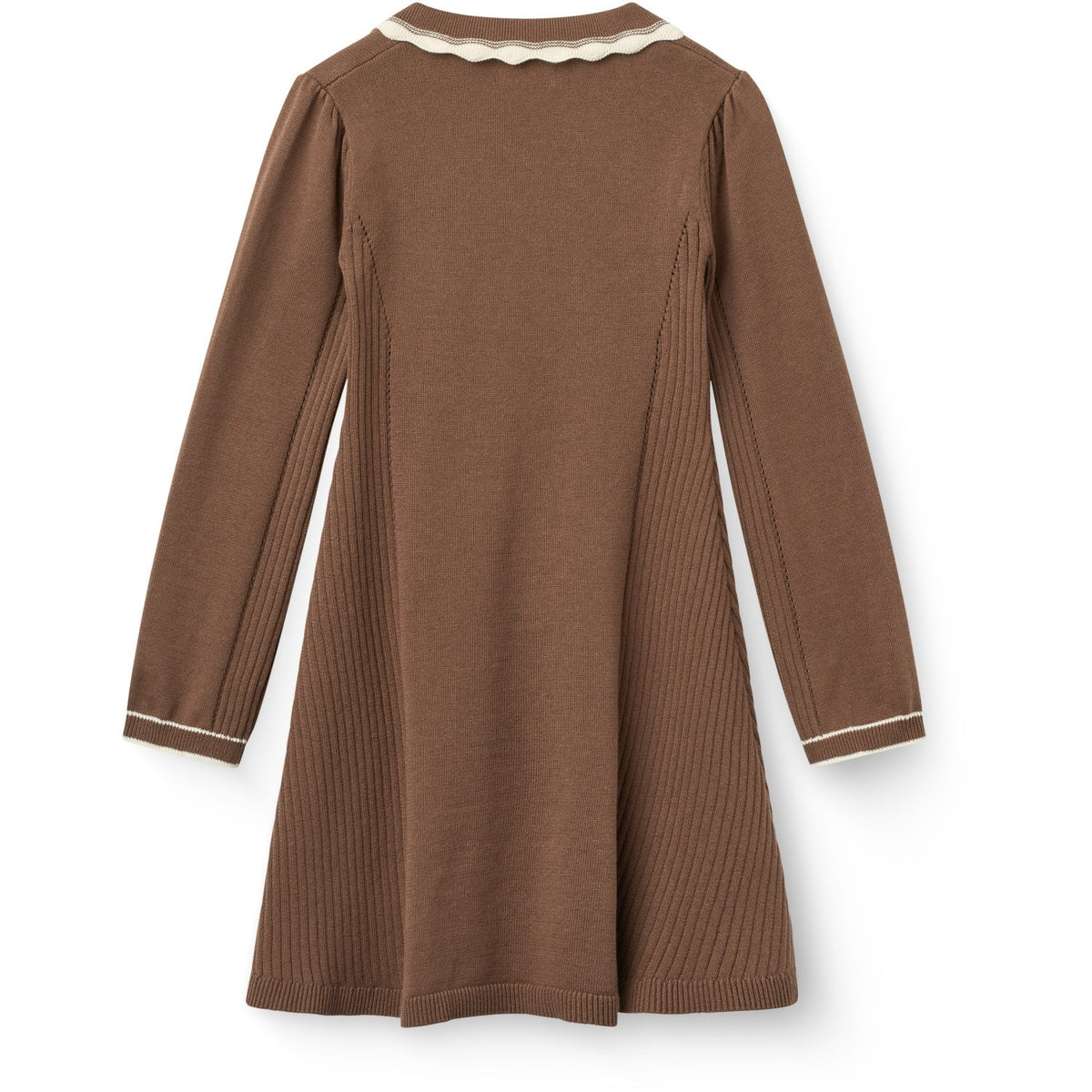 COPENHAGEN COLORS Walnut Comb. Knitted Peplum Dress Ls.