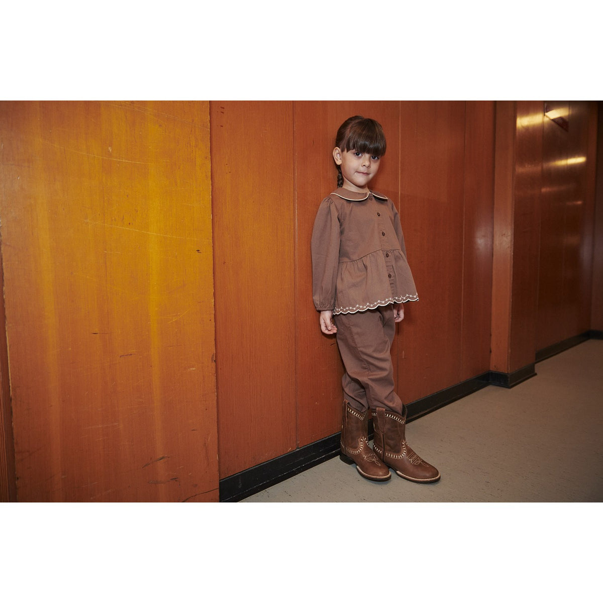 COPENHAGEN COLORS Walnut Twill Pants With Pockets And Adj. Waist