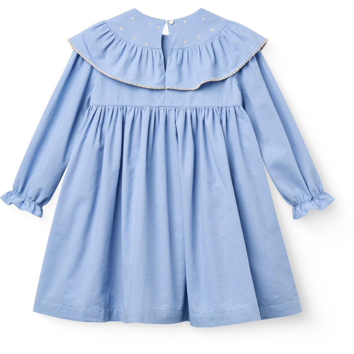 COPENHAGEN COLORS Endless Blue Dress W. Frill & Star Embroidery