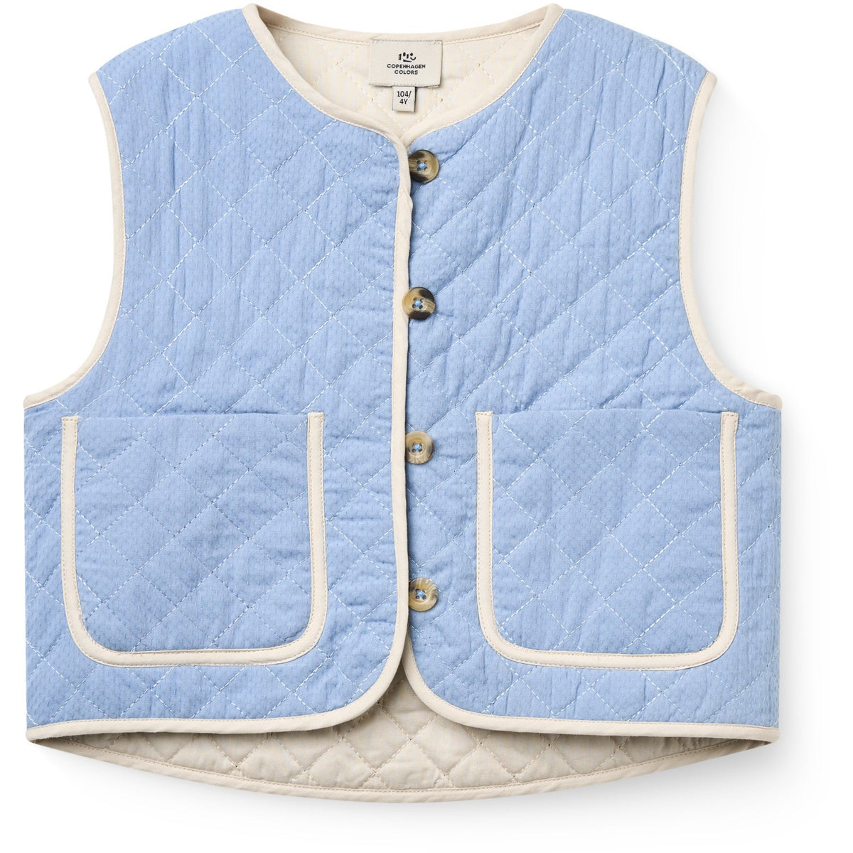 COPENHAGEN COLORS Endless Blue Quilted Vest W. Moon & Star Embroidery